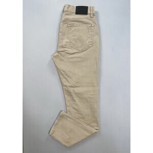 Lucky Brand 121 Slim Straight 5-Pocket Stretch Sateen Jeans. Beige, Men's 32X31.